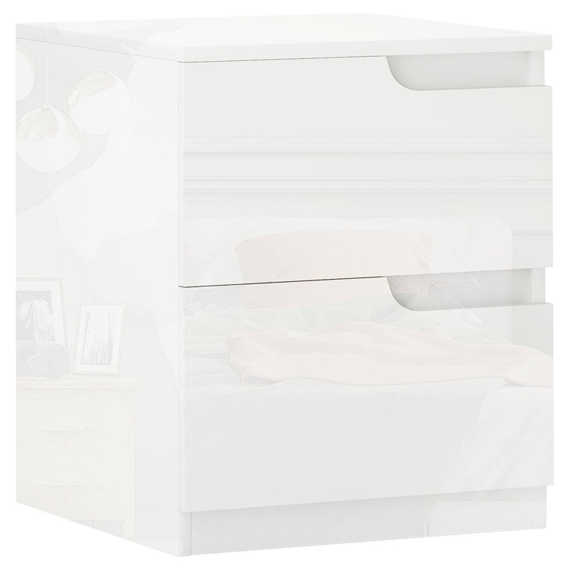 Comodino con Cassetti 40x40x48 cm in Legno Bianco Lucido  