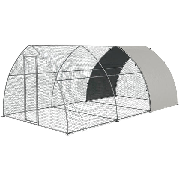 online Recinto per Galline per 14-18 Animali con Porta Bloccabile 3x5,6x2,2 m in Acciaio Argento