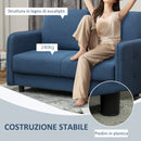 Divano 2 Posti con Cuscini Sfoderabili e Molle a S 136x75x84 cm in Velluto Blu  