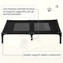 Brandina per Cani Grandi con Borsa di Trasporto 92x76x18 cm in Metallo e Tessuto Oxford Nero