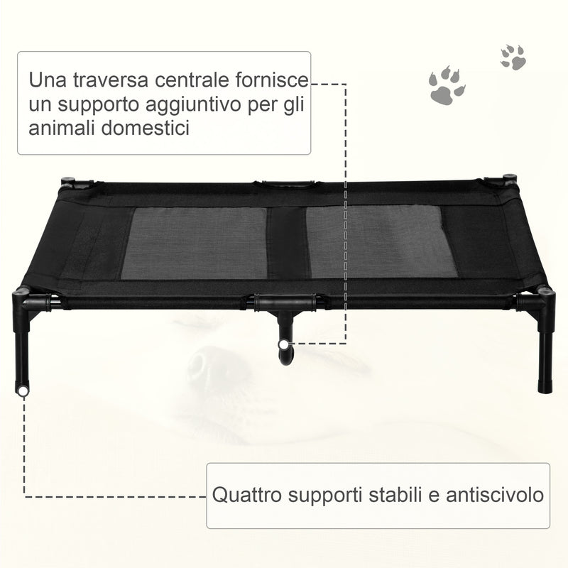 Brandina per Cani Grandi con Borsa di Trasporto 92x76x18 cm in Metallo e Tessuto Oxford Nero