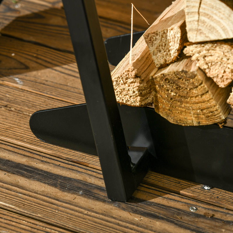 Scaffale Portalegna con Ganci 45x32x58 cm in Acciaio Nero