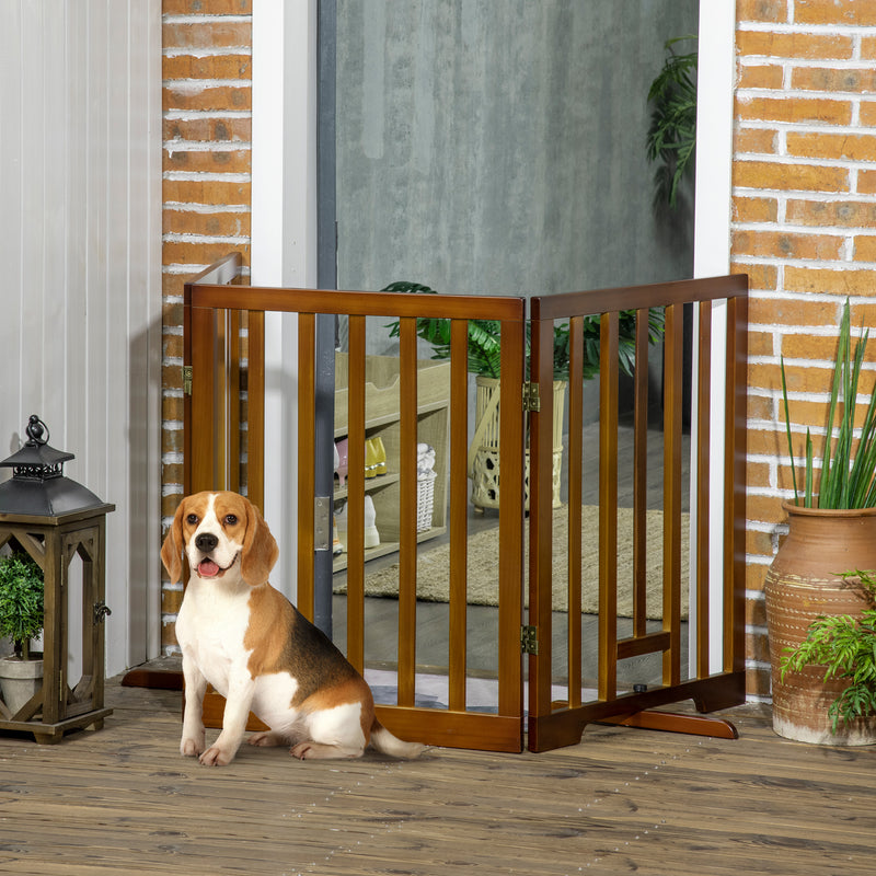 Cancellino per Cani  Pieghevole 181x35x76 cm in Legno di Pino Marrone Scuro