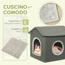 Casetta per Gatti 39x43,5x40,5 cm  2 Entrate con Cuscini Verde