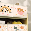 Mobile Portagiochi per Bambini a 3 Livelli 93x30x70 cm con 9 Contenitori in Tessuto Giallo  