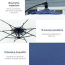 Ombrellone da Giardino a Braccio Ø295x194A cm in Metallo e Poliestere Blu Scuro e Crema   