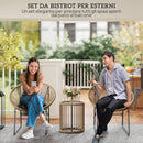 Set da Giardino 3 Pezzi con 2 Sedie con Cuscini e Tavolino a Cilindro con Piano in Vetro in Rattan PE Legno e Nero   