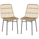 Set 2 Sedie per Cucina e Soggiorno Stile Boho 45x57x83 cm in Rattan PE e Acciaio Giallo