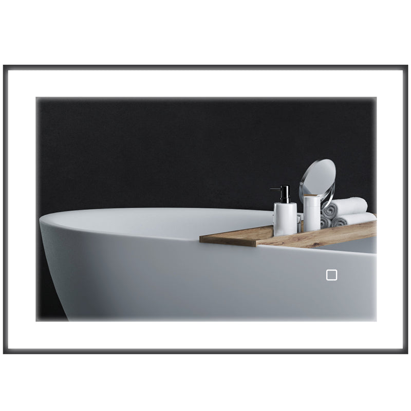 Specchio da Bagno 70x3x50 cm Illuminato a LED 3 Tonalità Cornice in Alluminio Nero  