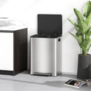 Pattumiera a Pedale 2 Sezioni 30L 47,7x37,5x66,8 cm in Acciaio Inox e PP  