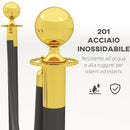 Colonnine Segnapercorso con Corda Vellutata Base Riempibile in Acciaio Inox Ø32x96 cm Nero e Oro 