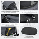 Passeggino per Cani Pieghevole 82x47x97 cm con Borsa e 2 Guinzagli Grigio e Nero   
