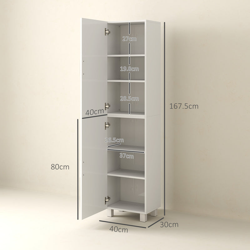 Mobile a Colonna da Bagno con 2 Armadietti 40x30x167,5 cm Bianco  