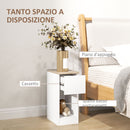 Set 2 Comodini Moderni con Cassetto e Ripiano in Legno 20x30x50 cm Bianco e Rovere   