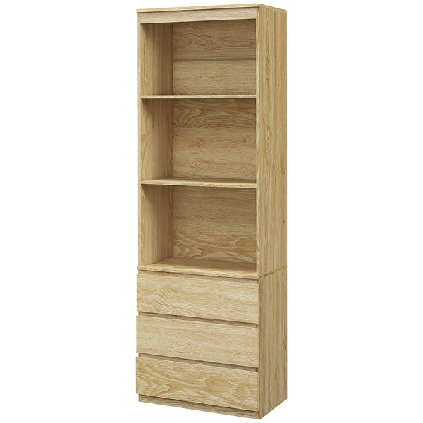 acquista Mobile Libreria con 3 Ripiani e 3 Cassetti 60x35x180 cm in Legno Rovere