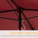 Ombrellone da Giardino Rettangolare e Regolabile 198x130x245 cm In Alluminio Rosso Vino 