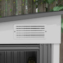 Casetta Box per Attrezzi da Giardino 154L x 206,5P x 160/181A cm con Base in Acciaio zincato Bianco