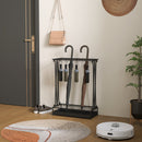 Portaombrelli 50x24x68 cm con Vaschetta per l'Acqua 21 Fori e 24 Ganci in Acciaio Nero   