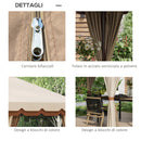 Gazebo da Giardino 4x4m con Tende in Acciaio e Poliestere Marrone