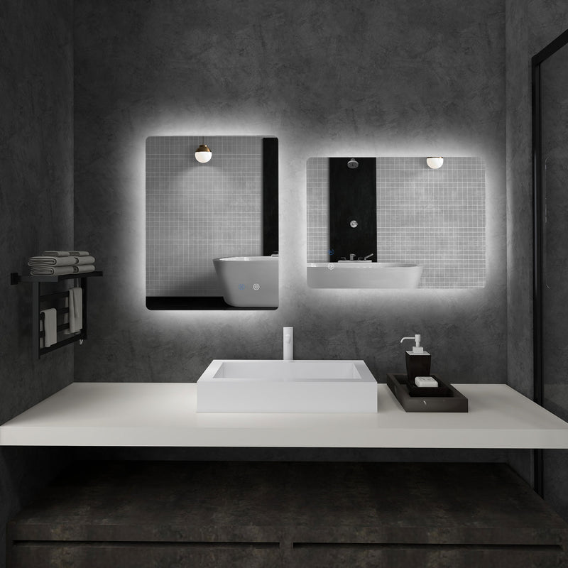 Specchio Bagno con Luci LED  3 Tonalità 70x50 cm Interruttori Touch e Funzione Antiappannamento   