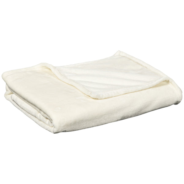 Coperta Plaid Dubleface 203x152x0,5 cm in Flanella 330 GSM Bianco Crema online