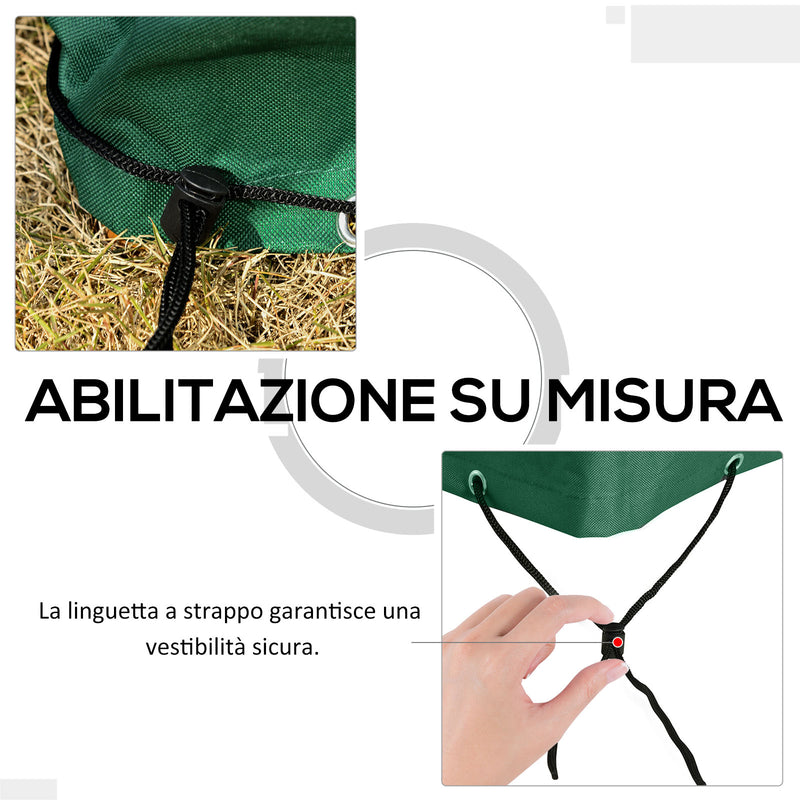 Copertura per Dondolo da Giardino a 3 Posti 240x133x185 cm Tessuto Oxford con Chiusura a Corda Verde   Verde