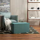 Pouf Poggiapiedi Rettangolare 75x41x41 cm Rivestimento Rimovibile in Tessuto Effetto Lino Verde