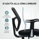 Sedia Girevole 55x58x94 cm con Anello Poggiapiedi e Schienale Ricurvo Nero  