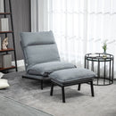 Poltrona Relax Reclinabile con Pouf Poggiapiedi 74x100x94 cm in Tessuto Grigio Chiaro