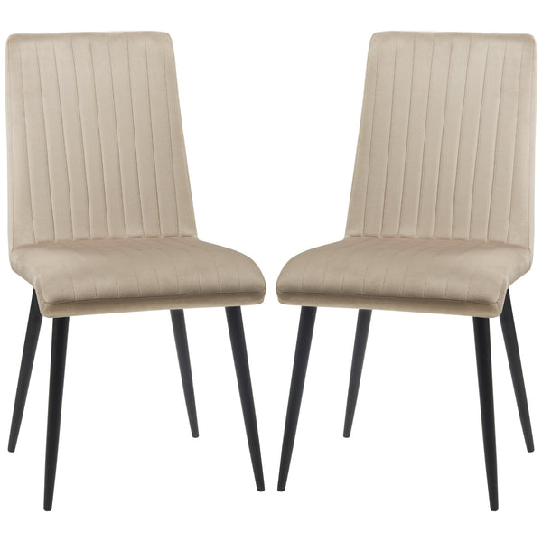 Set 2 Sedie Imbottite 43x58x90 cm in Tessuto Marrone Chiaro sconto