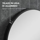 Specchio da Bagno Rotondo Moderno da Parete 70x70 cm con Cornice in Lega di Alluminio Nero
