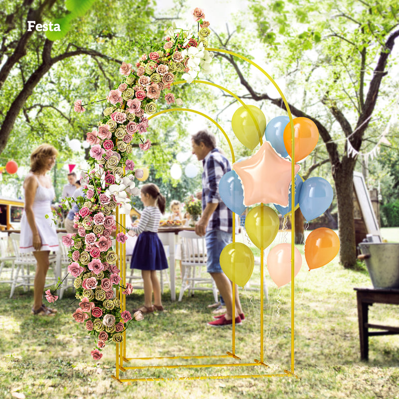 Arco nuziale in oro, struttura per arco nuziale, supporto in metallo per arco nuziale, arco da 2,04 m e 2,4 m per cerimonia di matrimonio, compleanno