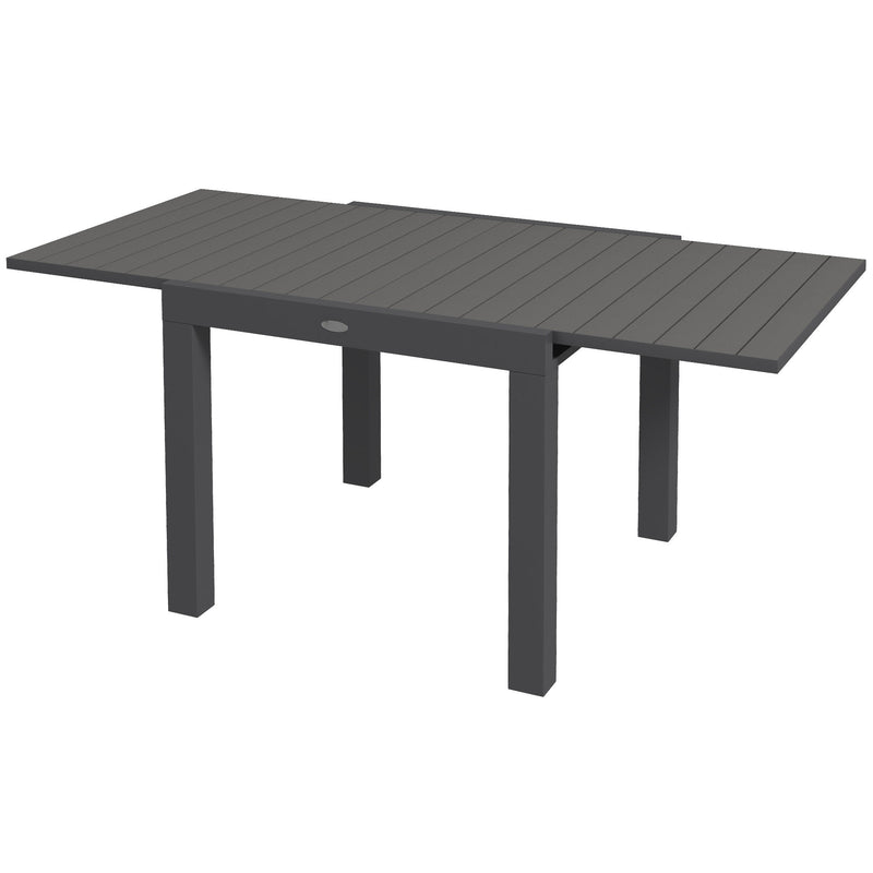 Tavolo da Giardino Allungabile per 4-6 Persone 81/162x80x75 cm in Alluminio con Piano a Doghe Grigio-1