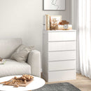 Cassettiera 5 Cassetti  con Maniglie Scanalate 60x38x100 cm in Legno Bianco