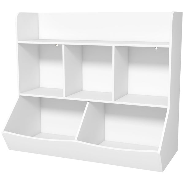 sconto Mobile Portagiochi per Bambini a 3 Livelli con 5 Scomparti 91,5x43x79 cm in Legno Bianco