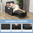 Poltrona Letto Reclinabile 74x84x81 cm in Tessuto Effetto Velluto Grigio Scuro  