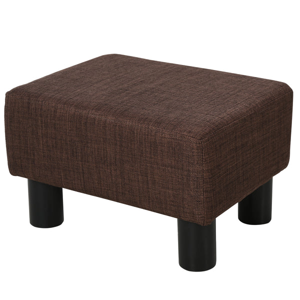 acquista Pouf Poggiapiedi Imbottito 40x30x24 cm in Tessuto Effetto Lino Marrone Scuro