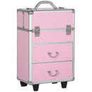Trolley per Estetista Make Up Trucchi Professionale Rinforzato con Blocco a 2 Chiavi 36x23x58 cm Rosa  
