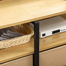 Mobile TV Max 55” 120x40x59 cm in Acciaio e Truciolato Nero e Legno Naturale