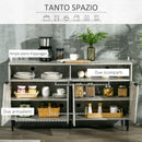 Credenza 147x40x83 cm con Armadietti a 2 Ante e Mensole Regolabili Effetto Marmo Grigio