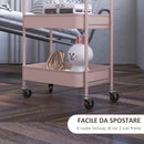 Carrello da Cucina a 3 Livelli 45x30,6x79 cm in Acciaio Rosa  
