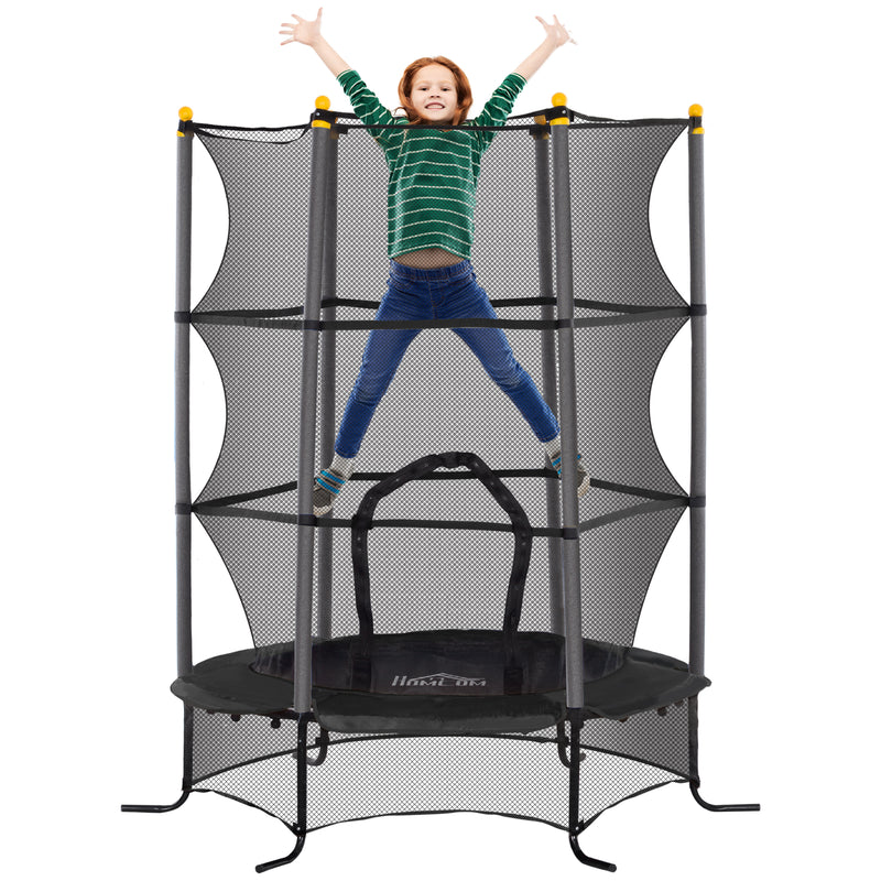 Trampolino Elastico per Bambini da 3 Anni Ø160 cm con Rete di Protezione Nero 