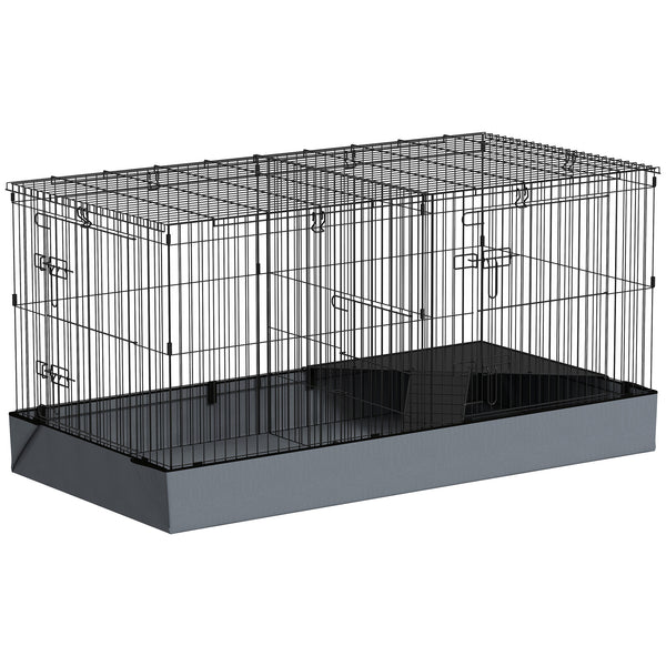 sconto Gabbia per Animali Piccoli 2 in 1 121x61x61 cm con Coperchio Rimovibile e Sezioni Separate Nero