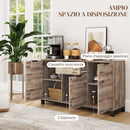 Credenza Buffet in stile Industriale 120x36.5x70 cm con Cassetto e 3 Armadietti in Legno Marrone    