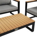 Salotto da Giardino con Divano da Esterno 2 Poltrone e Tavolino in Alluminio   Grigio