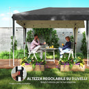 Gazebo da Giardino 596x300x270 cm per 12-18 Persone in Metallo e Tessuto Oxford Grigio   
