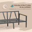 Set da Giardino Divano 2 Poltrone e Tavolino in Alluminio Grigio Chiaro