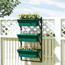 Fioriera da Esterno Verticale 56x42x100 cm 3 Vasi con Fori di Drenaggio in Plastica  Verde   