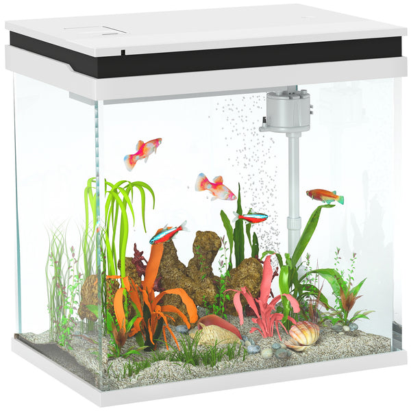 Acquario per Pesci Rossi 26L con Luci LED 38x26x38 cm Sistema di Filtraggio e Pompa d'Acqua Bianco online