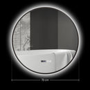 Specchio Bagno con Luce LED a 3 Tonalità Ø70 cm Antiappannamento e Display Tempo e Temperatura Nero   